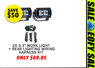 2x 3.3 Work light + Rear Lighting Wiring Harness Kit