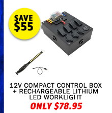 12V Compact Control Box + Rechargeable Lithium LED Worklight