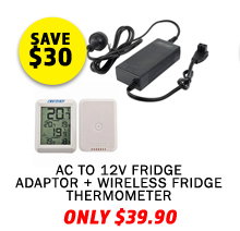 AC To 12V Fridge Adaptor + Wireless Fridge Thermometer