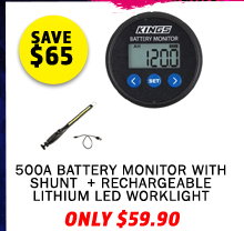 500A Battery Monitor with shunt  + Rechargeable Lithium LED Worklight