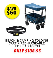 Beach & Camping Folding Cart + Rechargeable LED Head Torch