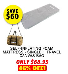 Self-Inflating Foam Mattress - Single + Travel Canvas Bag