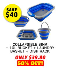 Collapsible Sink + Collapsible 10L Bucket + Collapsible Laundry Basket + Collapsible Dish Rack