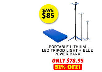Portable Lithium LED Tripod Light + Blue Power Bank