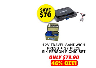12V Travel Sandwich Press + 37 Piece Six-Person Picnic Set