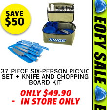 37 Piece Six-Person Picnic Set + Knife and Chopping Board Kit