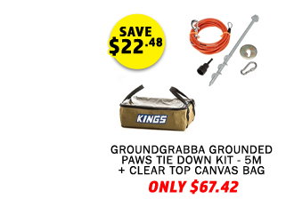 GroundGrabba Grounded Paws Tie Down Kit - 5m + Clear Top Canvas Bag