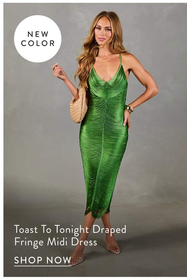 Toast to Tonight Draped Fringe Midi Dress