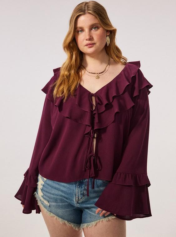 Festi Ruffle Tie Front Top