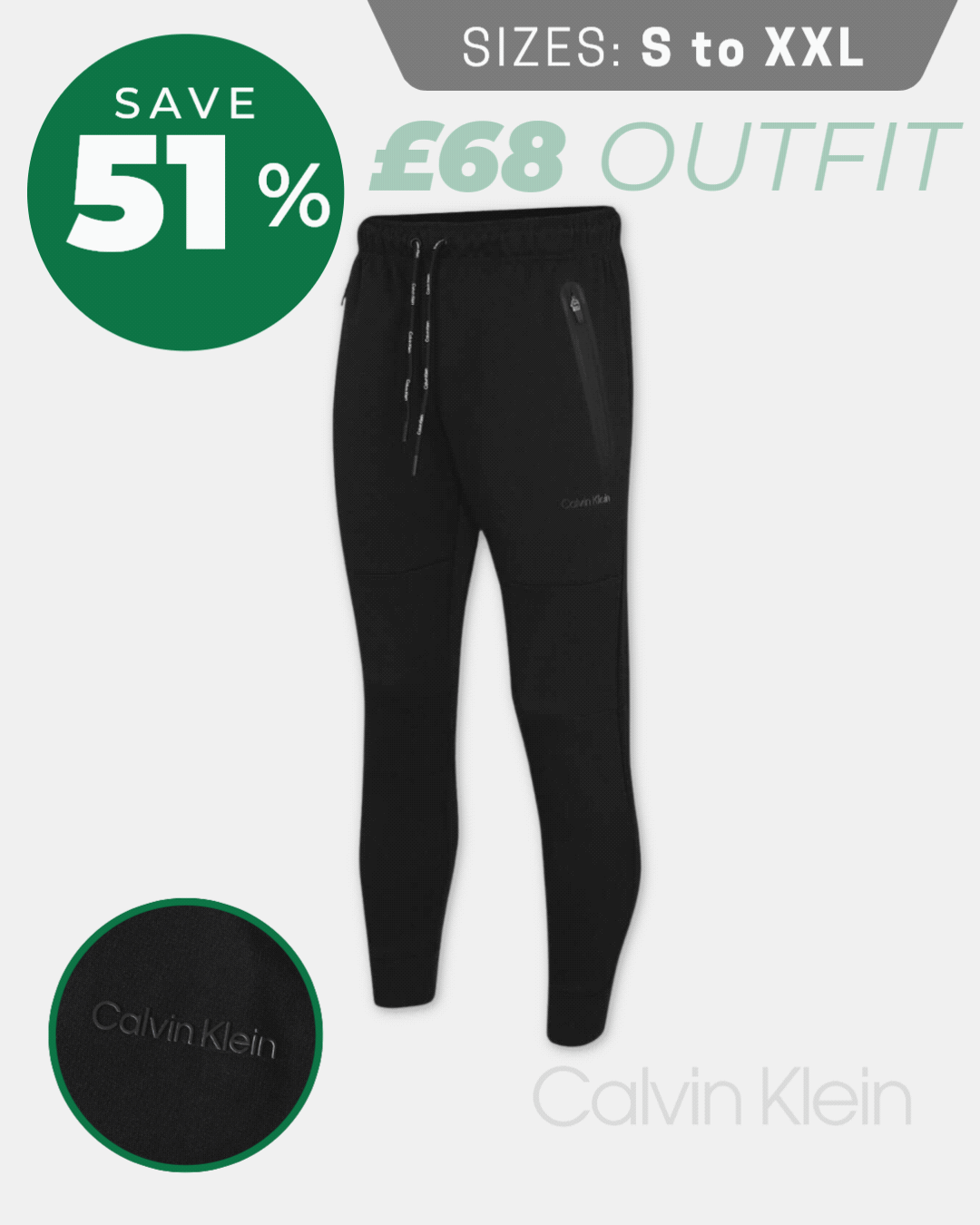 Calvin Klein Mens Hyper Tech Lightweight Moisture Wicking Joggers
