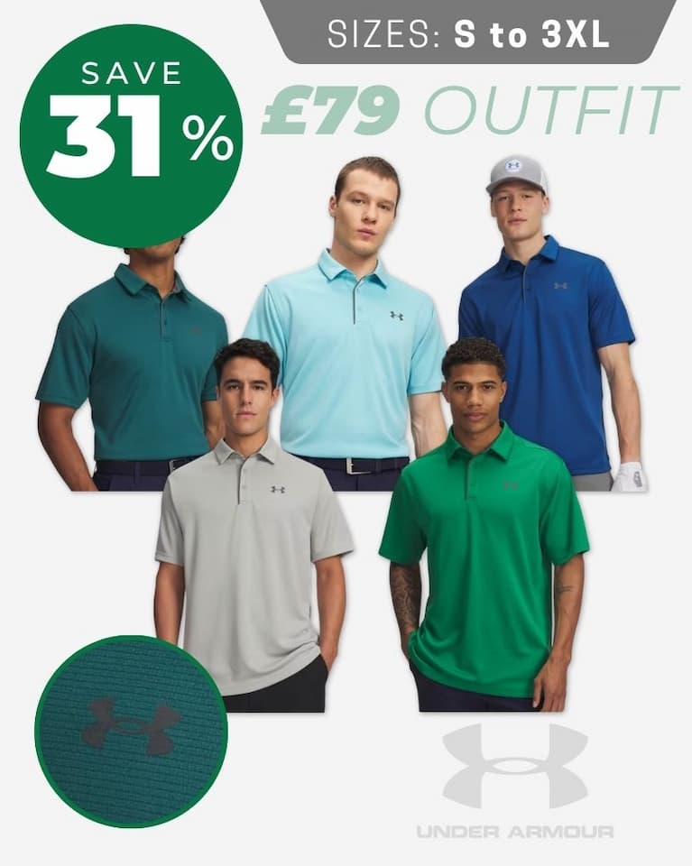Under Armour Mens Golf Tech Wicking Textured Soft Light Polo Shirt