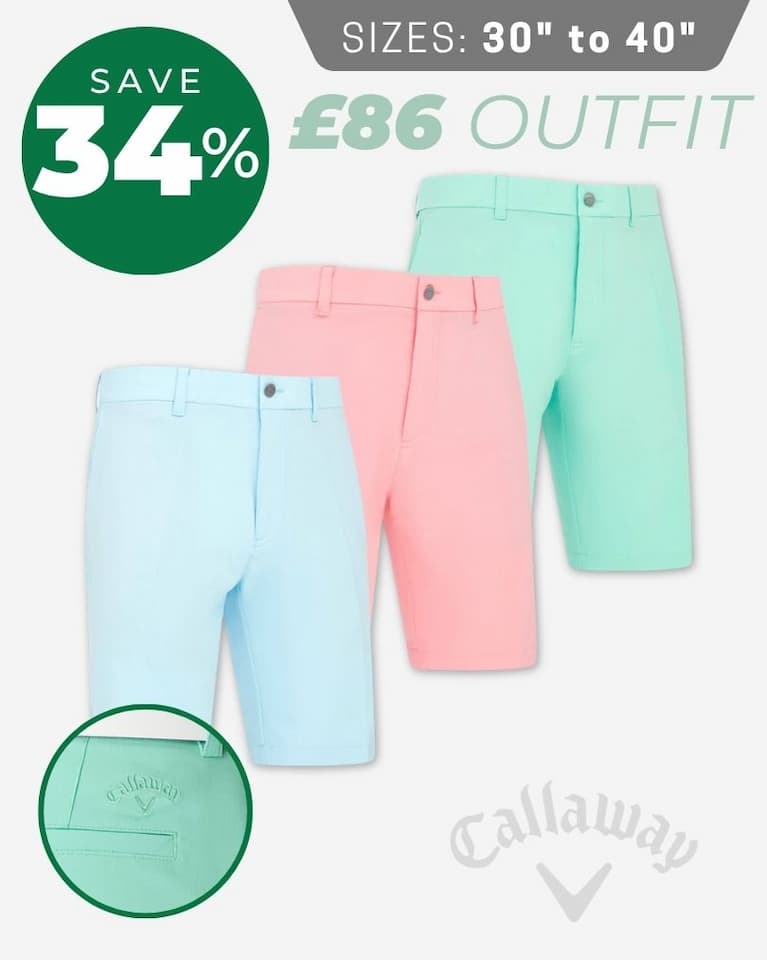 Callaway Golf Mens Chev Tech II Light Active Waistband Stretch Shorts