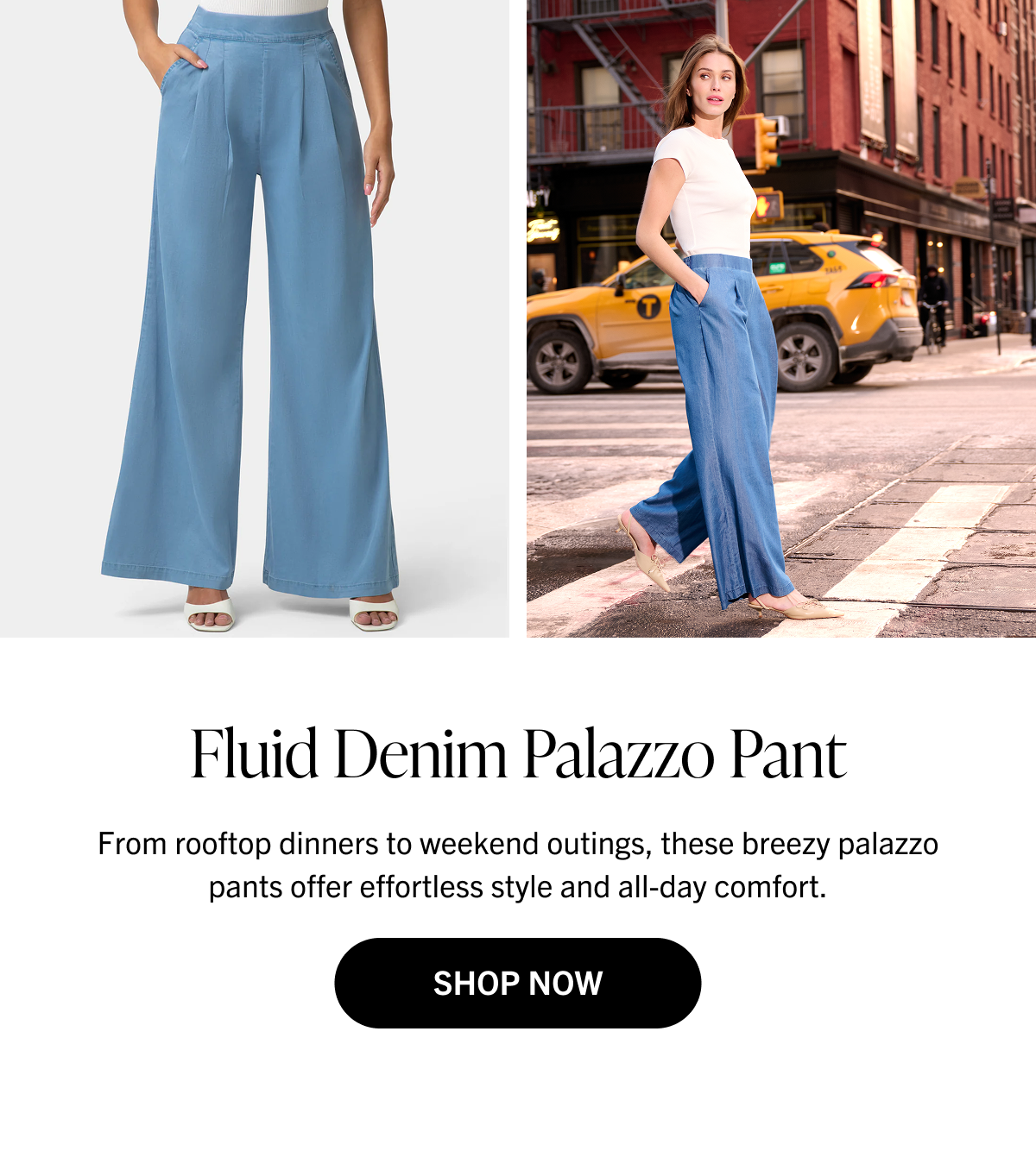 Fluid Denim Palazzo Pant