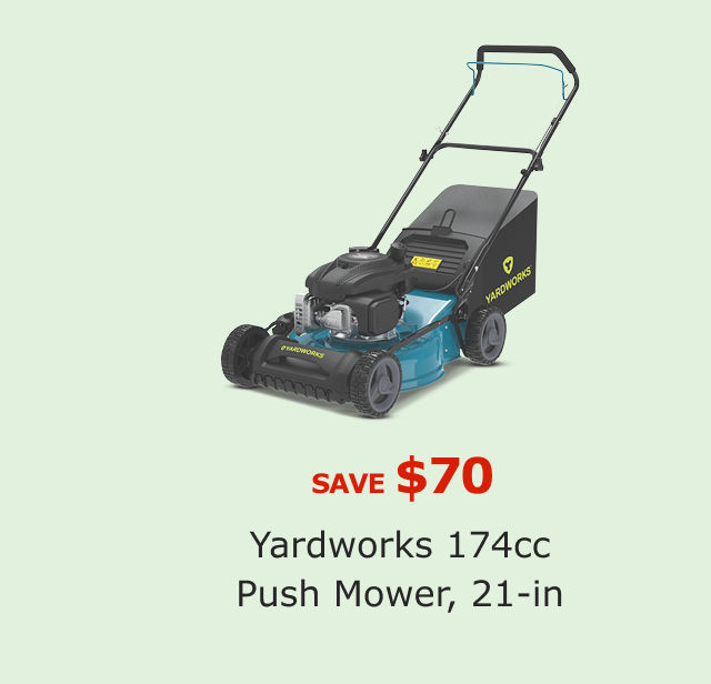 Save $70 on Yardworks 174cc Push Mower, 21-in.