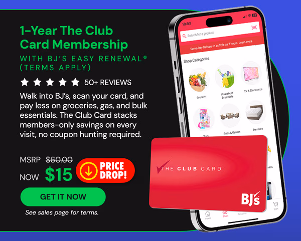 1-Year The Club Card Membership with BJ's Easy Renewal® (Terms Apply)