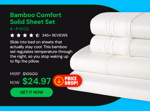 4-Piece Bamboo Comfort Solid Sheet Set (Silver/Queen)