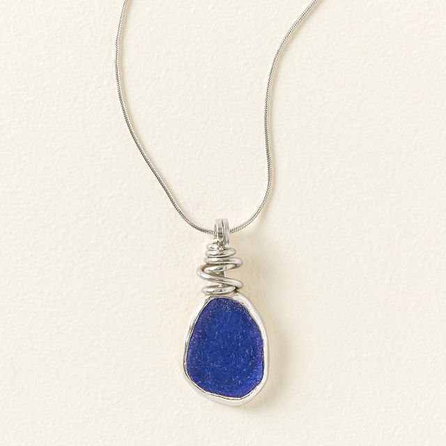 Sterling Silver Sea Glass Spiral Necklace