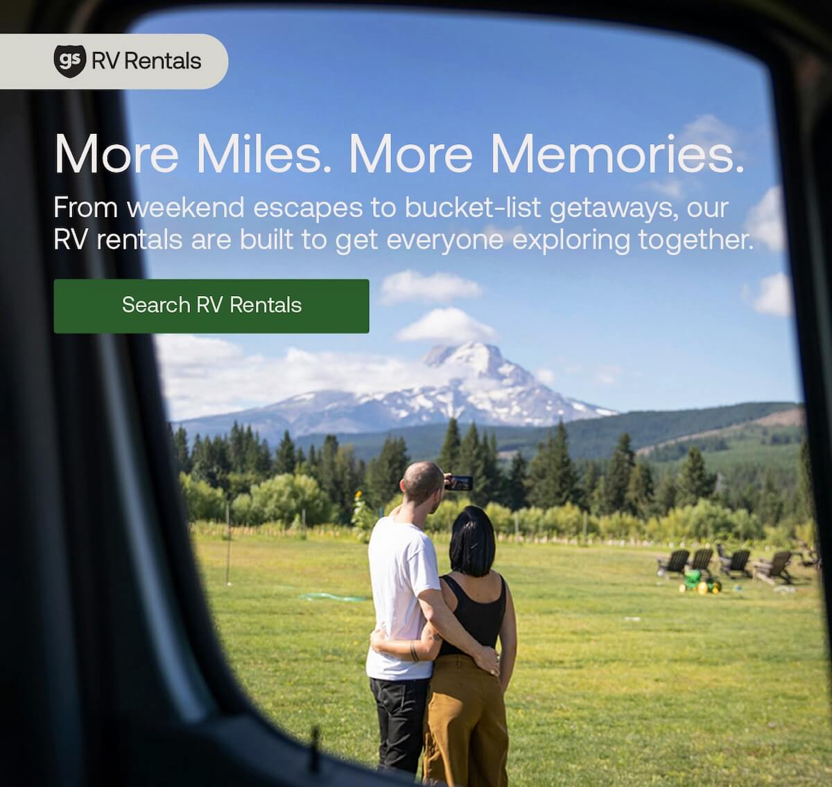 RV Rentals: More Miles. More Memories. From weekend escapes to bucket-list getaways, our RV rentals are built to get everyone exploring together. Search RV Rentals.