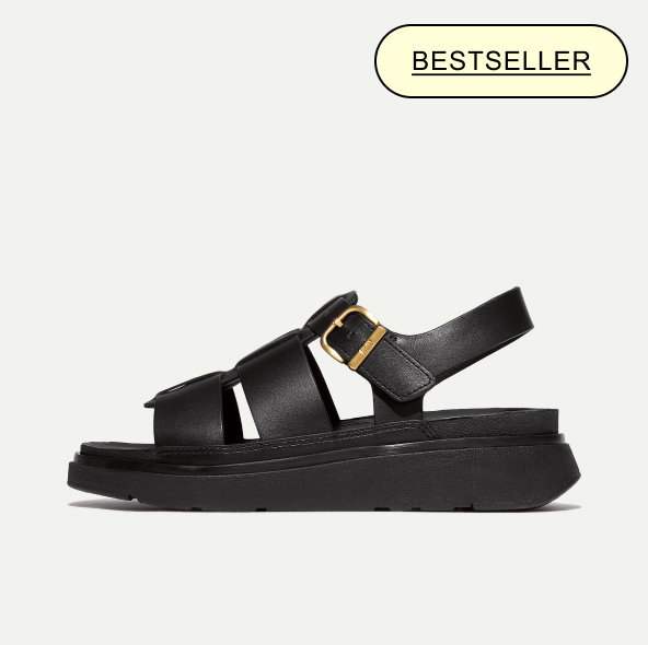 GEN-FF Leather Fisherman Sandals - All Black