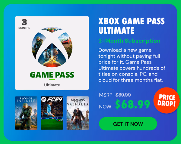 Xbox Game Pass Ultimate: 3-Month Subscription - USA - Digital Code - Stackable - Final Sale