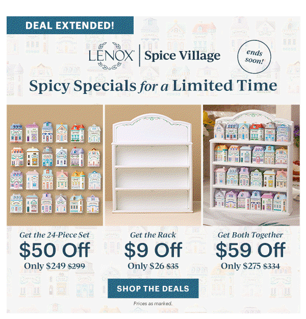 DEAL EXTENDED!  LENOX | Spice Village  ends soon!  Spicy Specials for a Limited Time  [SHOP THE DEALS] Prices as marked.