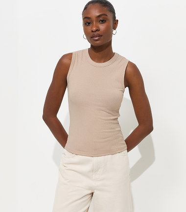 Mink Cotton Rich Ribbed Tank Top