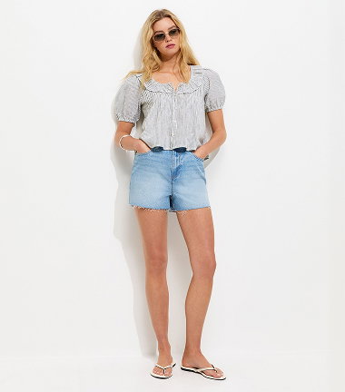Light Blue Wash Mom Denim Shorts