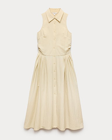 Light Cream Button Through Midi Shirt Dress