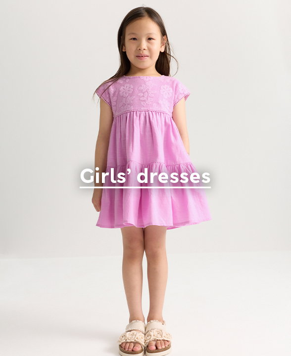 Girl wearing a Soft Magenta Pure Cotton Floral Lace Dress