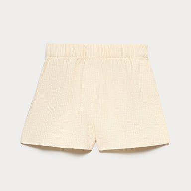 Ivory Cotton Blend High Waisted Shorts