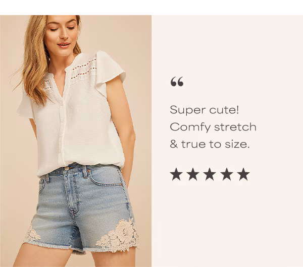 “Super cute! Comfy stretch & true to size. Model wearing maurices clothing.