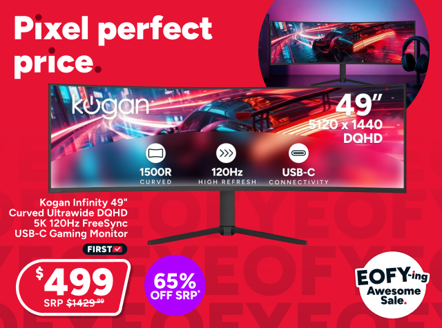 Kogan Infinity 49" Curved Ultrawide DQHD 5K 120Hz FreeSync USB-C Gaming Monitor