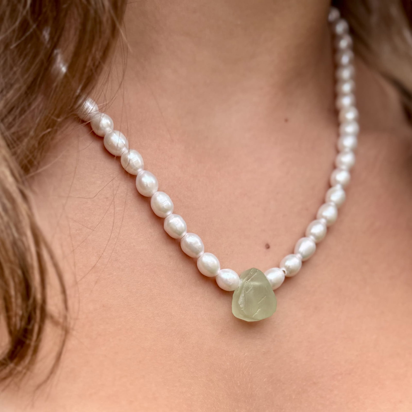 The Maris Pearl Necklace – Libyan Desert Glass & Pearls | Handmade in California
