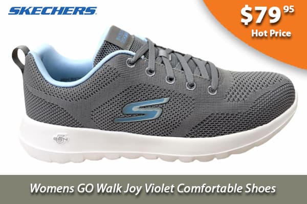 Skechers Womens GO Walk Joy Violet Comfortable Shoes Grey Blue