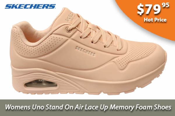 Skechers Womens Uno Stand on Air Comfortable Shoes Light Pink