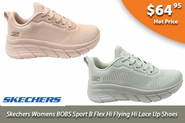 Skechers Womens BOBS Sport B Flex Hi Flying Hi Lace Up Shoes