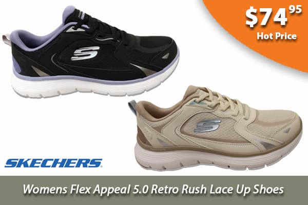 Skechers Womens Flex Appeal 5.0 Retro Rush Lace Up Shoes