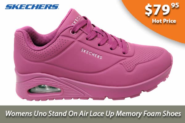 Skechers Womens Uno Stand on Air Comfortable Shoes Magenta