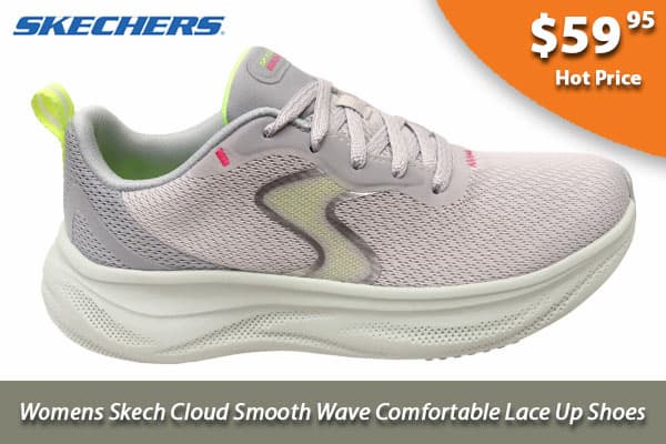 Skechers Womens Skech Cloud Smooth Wave Comfortable Lace Up Shoes