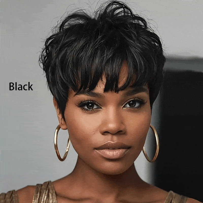 Wear and Go Wigs Pixie Cut No Lace Machine Made Wig Glueless Human Hair Wigs