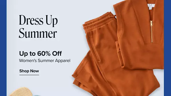 Dress up summer. Up to 60% off womens summer apparel. Shop now. A matching orange shirt and pants.