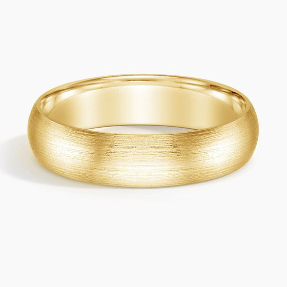 18K Yellow Gold Matte Comfort Fit 5mm Wedding Ring