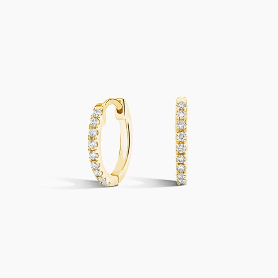 14K Yellow Gold Diamond Hoop Earrings