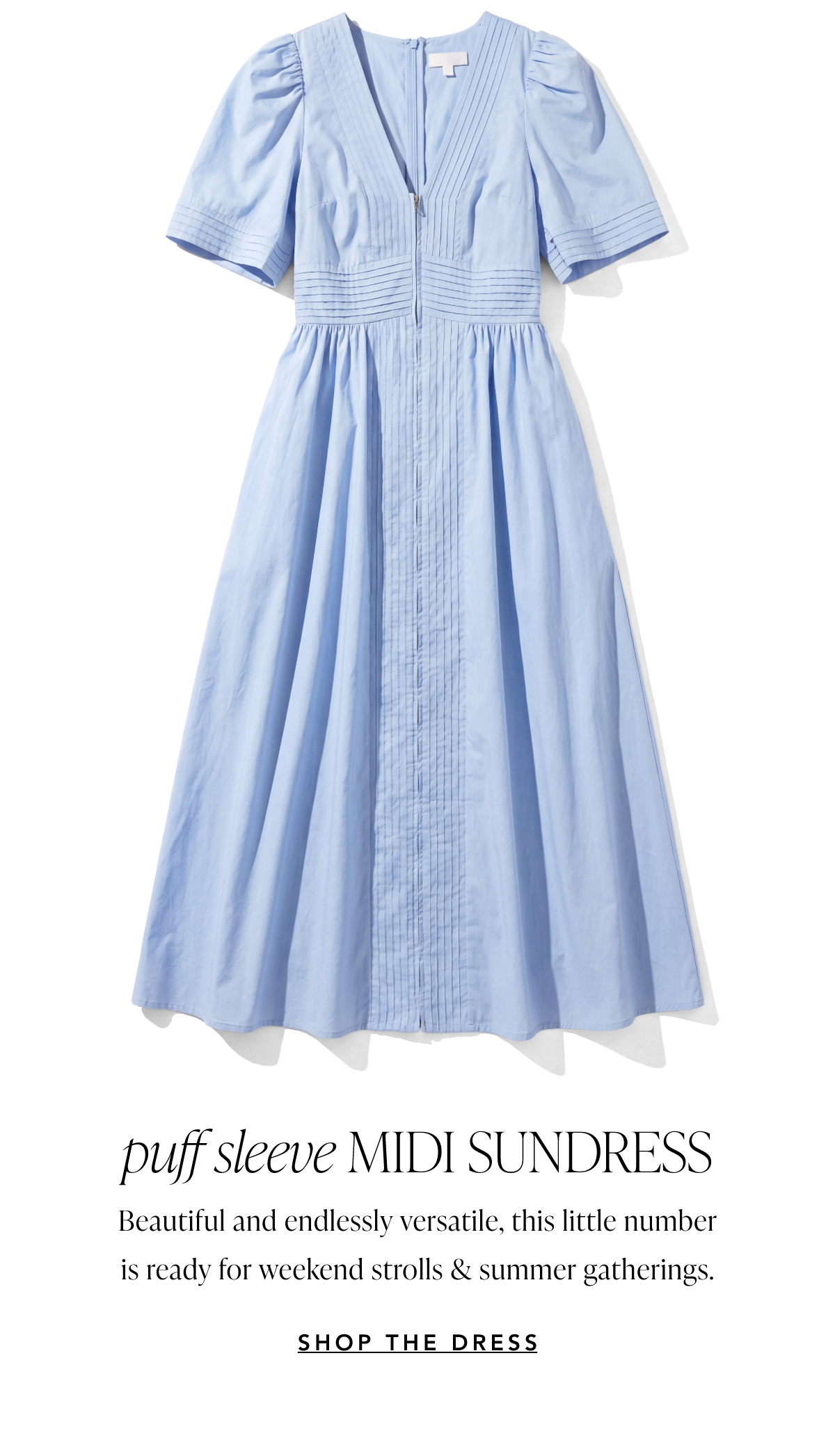 Short Puff Sleeve V-Neck Midi Sundress