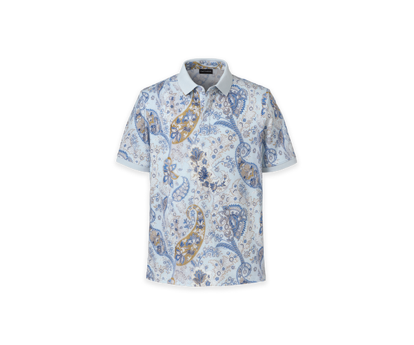 Cotton Three Button Polo - Light Blue-Extra Large