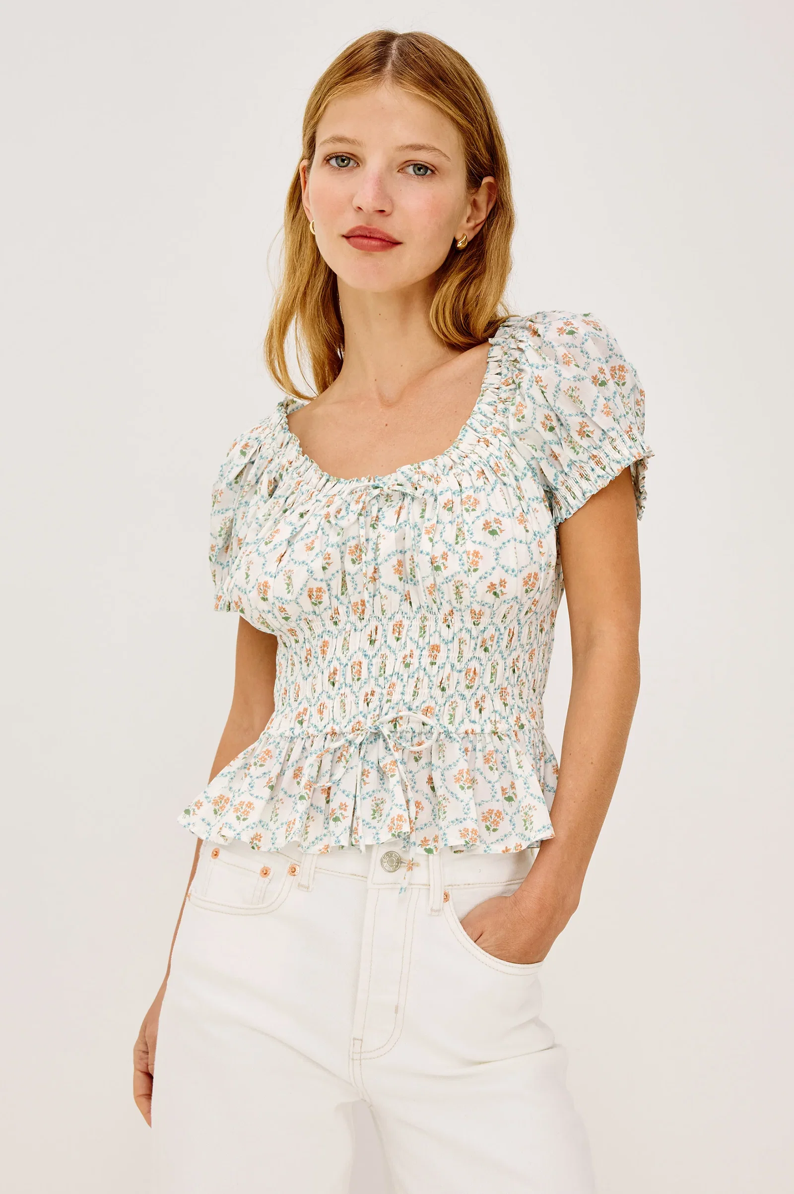 Image of SERENA TOP - PEACH PEONY