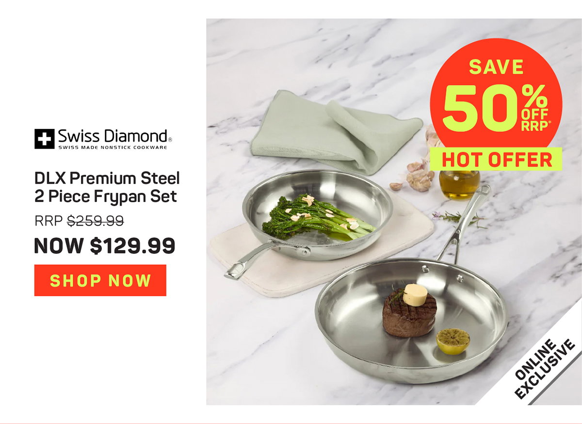 Swiss Diamond DLX Premium Steel 2 Piece Frypan Set