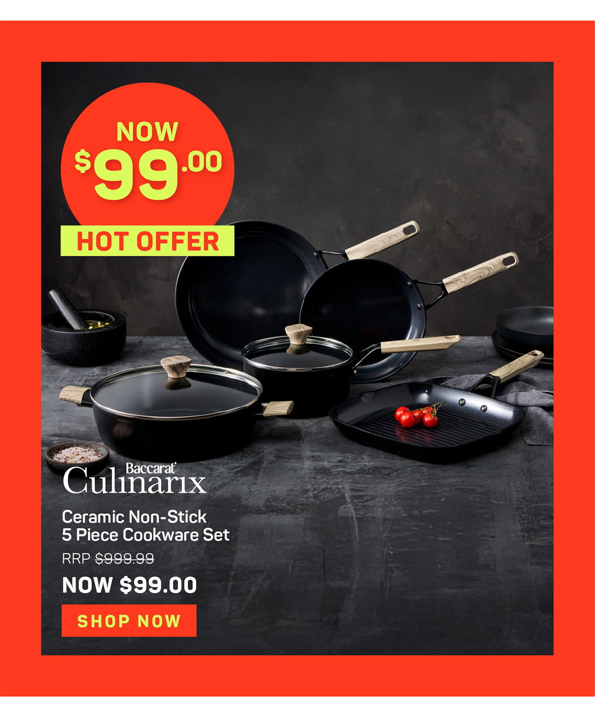 Baccarat Culinarix Ceramic Non-Stick 5 Piece Cookware Set