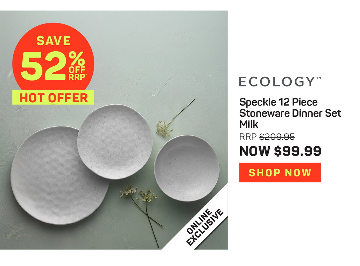Ecology Speckle 12 Piece Stoneware Dinner Set Milk