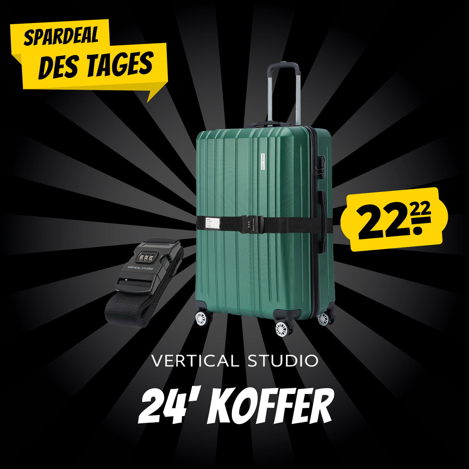 VERTICAL STUDIO "Silkström" 24" Koffer grün inkl. GRATIS Koffergurt